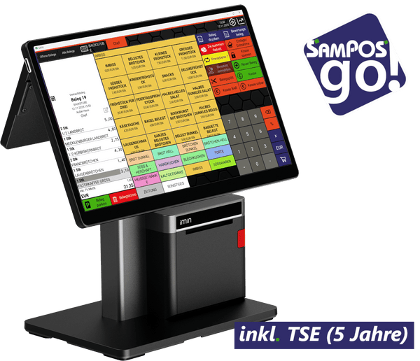 SamPOS go! Paket XL Pro+ – 15,6″-Kasse mit Drucker und Kundendisplay