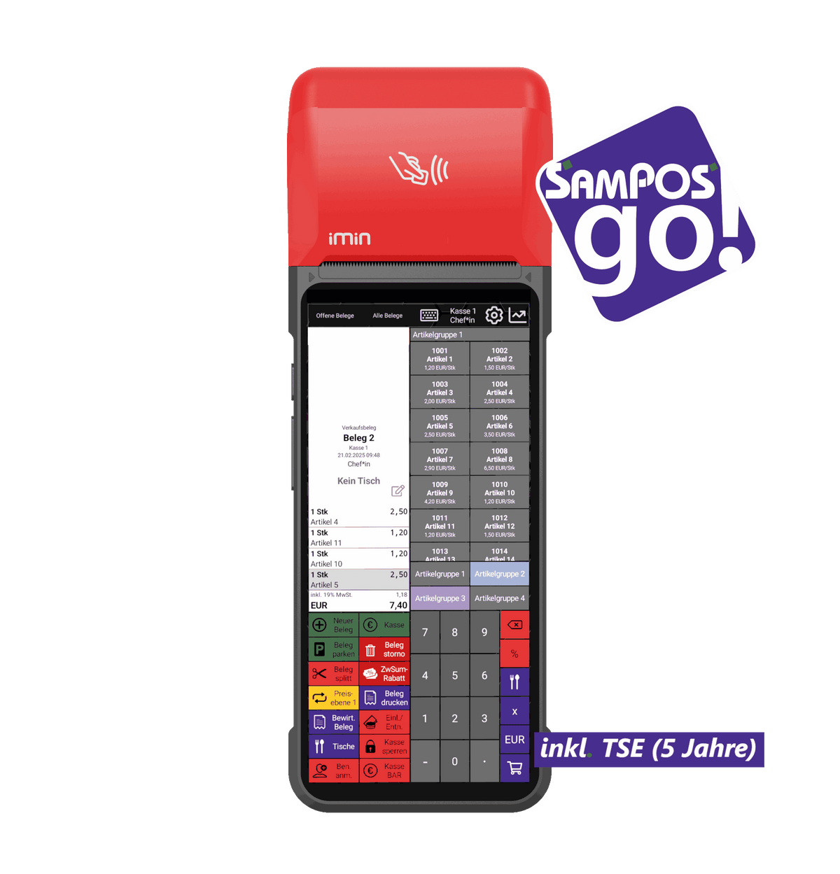 SamPOS go! Paket S Pro – iMin Swift 2 Pro mobile Kasse mit Bondrucker