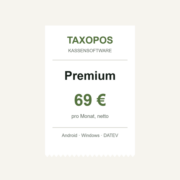 TAXOPOS Premium – Kassensoftware im Monatsabo